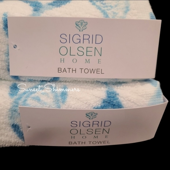 6pc Sigrid Olsen Coastal Nautical Skool Blue Fish Bath Hand Tip Towel Set Cotton - Picture 5 of 8